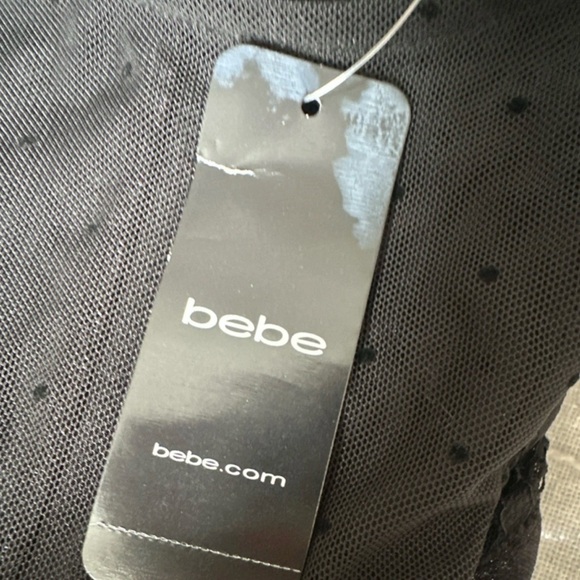 BEBE SWISS DOT COMBO VELOUR CATSUIT. - Picture 8 of 10